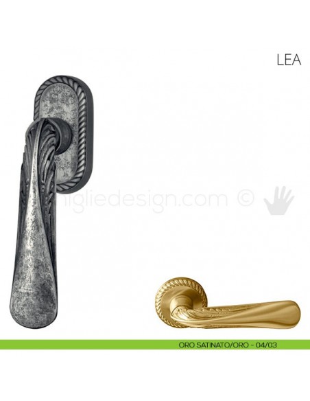 Maniglia per finestra martellina DK Lea Mandelli oro satinato-oro
