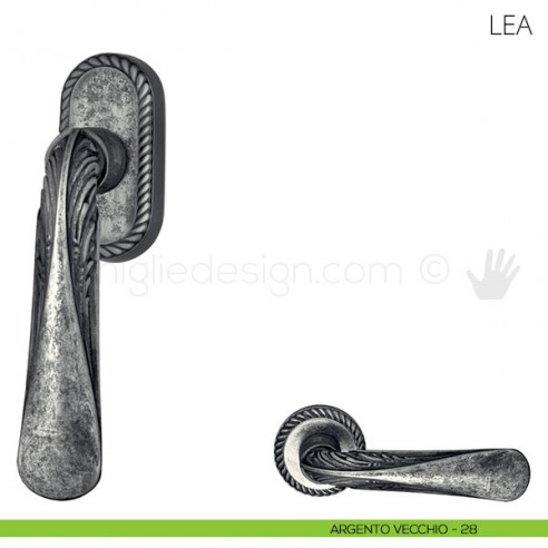 Maniglia per finestra martellina DK Lea Mandelli argento vecchio