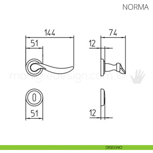 Maniglia per porta Norma Mandelli disegno patent