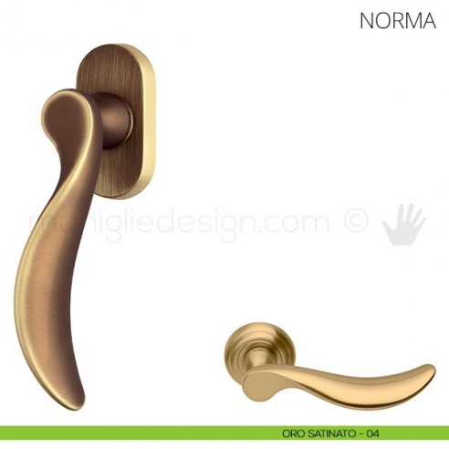 Maniglia per finestra martellina DK Norma Mandelli oro satinato