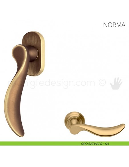 Maniglia per finestra martellina DK Norma Mandelli oro satinato