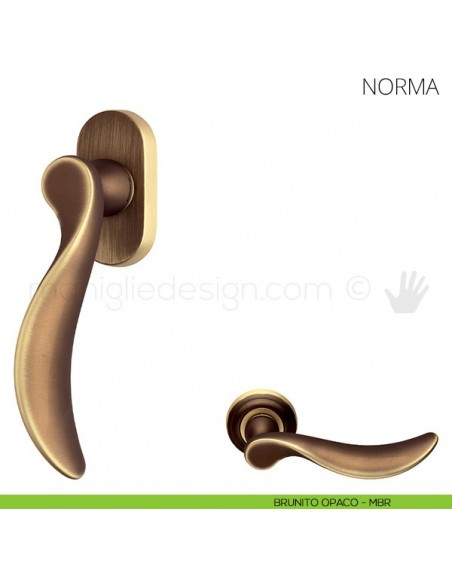 Maniglia per finestra martellina DK Norma Mandelli brunito opaco