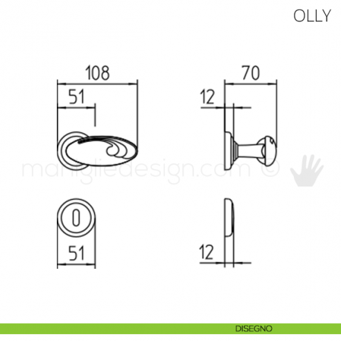 Maniglia per porta Olly Mandelli disegno patent