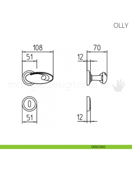 Maniglia per porta Olly Mandelli disegno patent