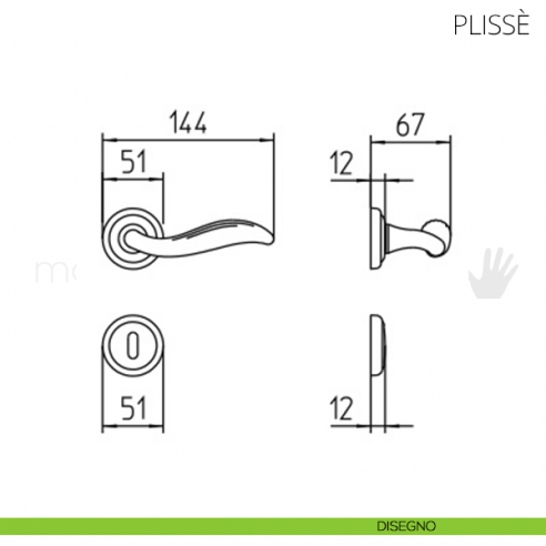 Maniglia per porta Plissè Mandelli disegno patent