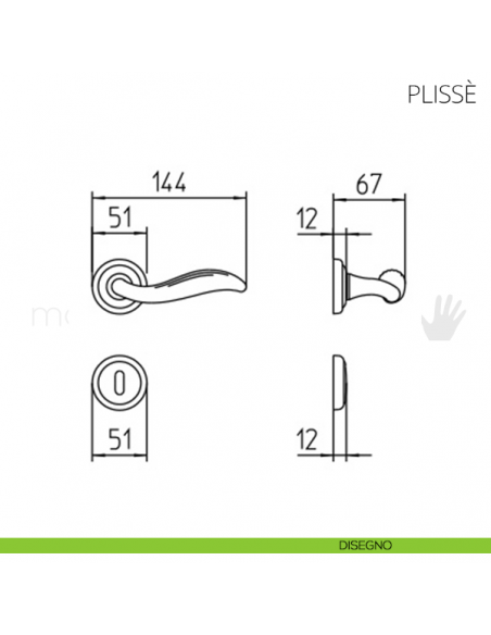 Maniglia per porta Plissè Mandelli disegno patent