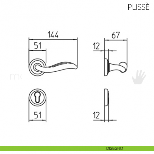 Maniglia per porta Plissè Mandelli disegno yale