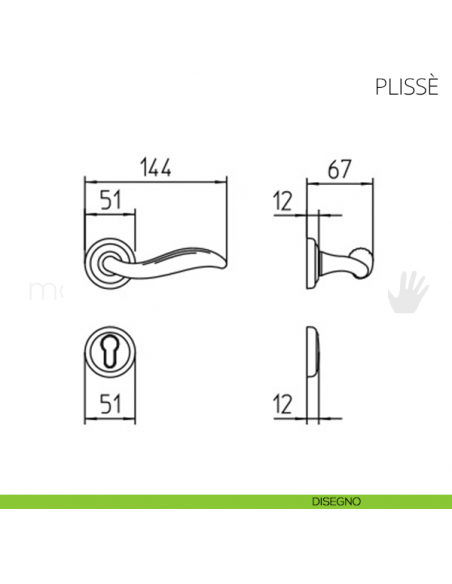 Maniglia per porta Plissè Mandelli disegno yale