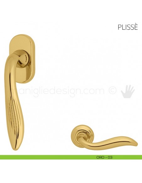 Maniglia per finestra martellina DK Plissè Mandelli oro