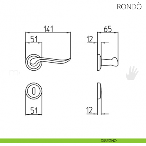 Maniglia per porta Rondò Mandelli disegno patent
