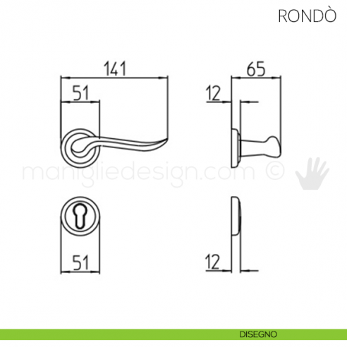 Maniglia per porta Rondò Mandelli disegno yale