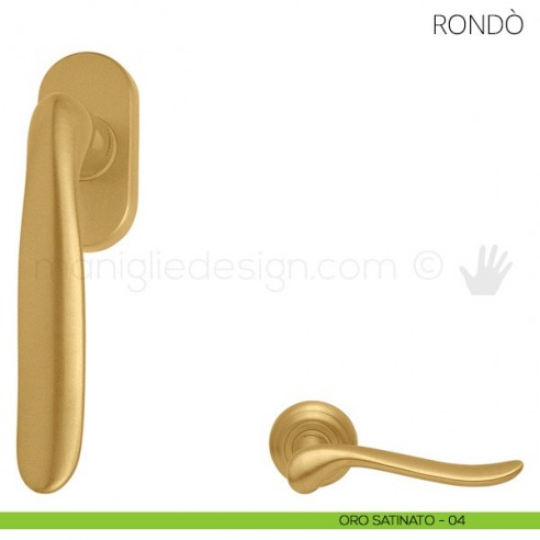Maniglia per finestra martellina DK Rondò Mandelli oro satinato