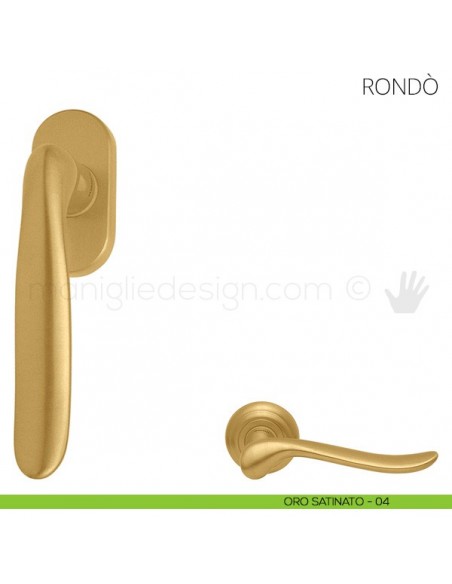 Maniglia per finestra martellina DK Rondò Mandelli oro satinato