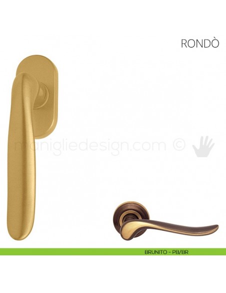 Maniglia per finestra martellina DK Rondò Mandelli brunito