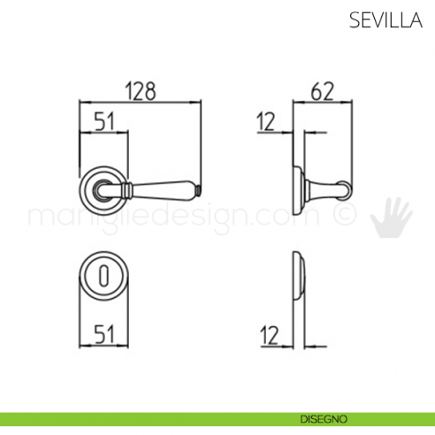 Maniglia per porta Sevilla Mandelli disegno patent