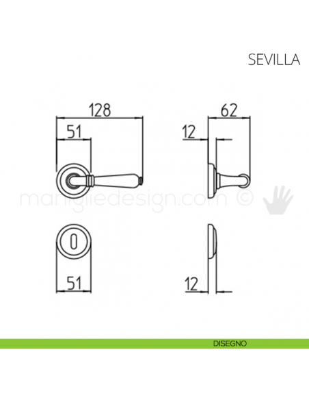 Maniglia per porta Sevilla Mandelli disegno patent