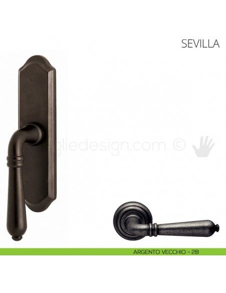 Maniglia per finestra cremonese Sevilla Mandelli argento vecchio