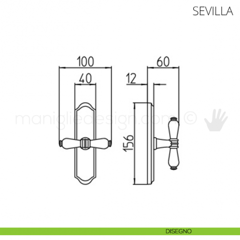Maniglia cremonese per finestra Sevilla Mandelli disegno