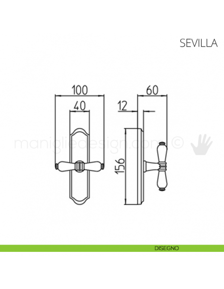Maniglia cremonese per finestra Sevilla Mandelli disegno