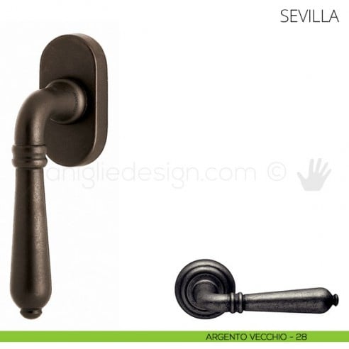 Maniglia per finestra martellina DK Sevilla Mandelli argento vecchio