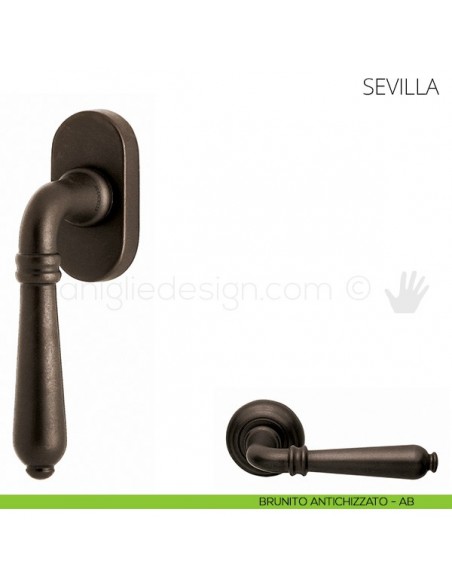 Maniglia per finestra martellina DK Sevilla Mandelli brunito antichizzato