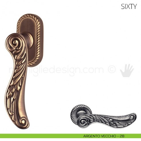Maniglia per finestra martellina DK Sixty Mandelli argento vecchio
