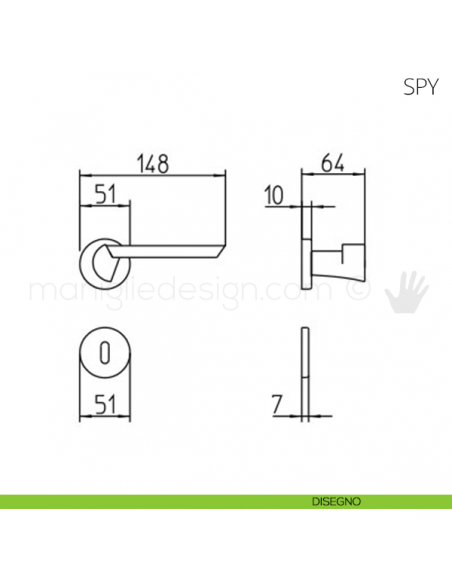 Maniglia per porta Spy Mandelli disegno patent