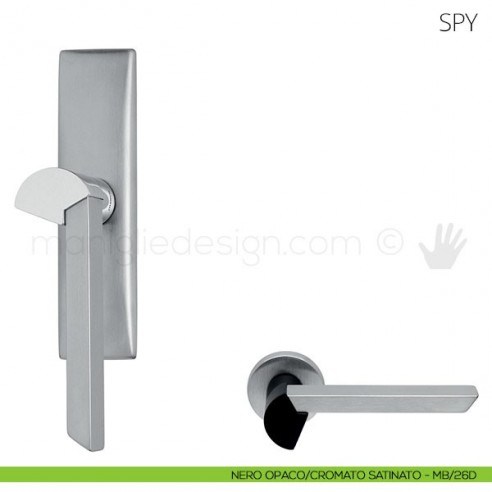 Maniglia per finestra cremonese Spy Mandelli nero opaco-cromato satinato