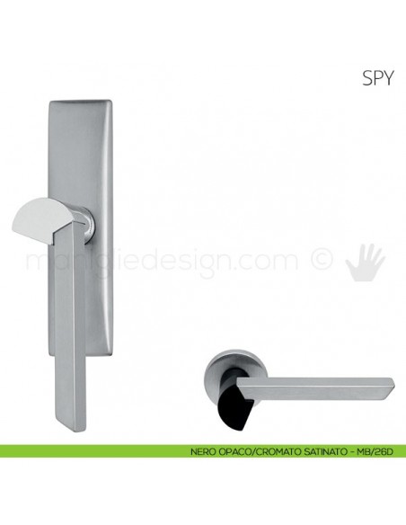 Maniglia per finestra cremonese Spy Mandelli nero opaco-cromato satinato