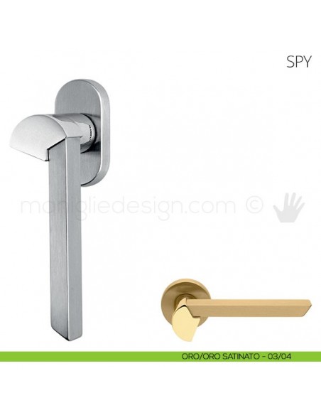 Maniglia per finestra martellina DK Spy Mandelli oro-oro satinato