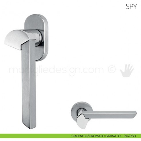 Maniglia per finestra martellina DK Spy Mandelli cromato-cromato satinato