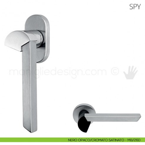 Maniglia per finestra martellina DK Spy Mandelli nero opaco-cromato satinato