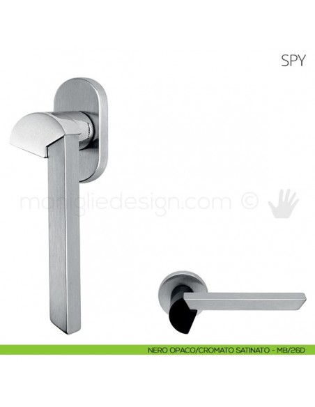 Maniglia per finestra martellina DK Spy Mandelli nero opaco-cromato satinato