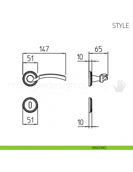 Maniglia per porta Style Mandelli disegno patent