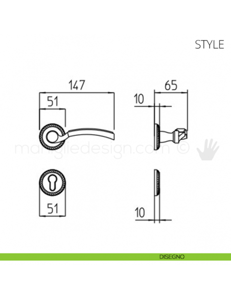 Maniglia per porta Style Mandelli disegno yale