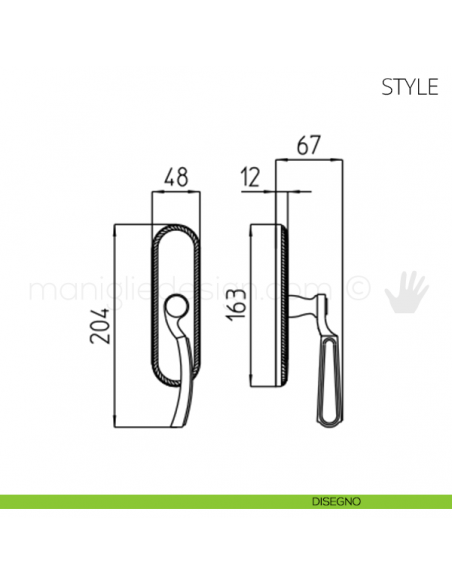 Maniglia per finestra cremonese Style Mandelli disegno