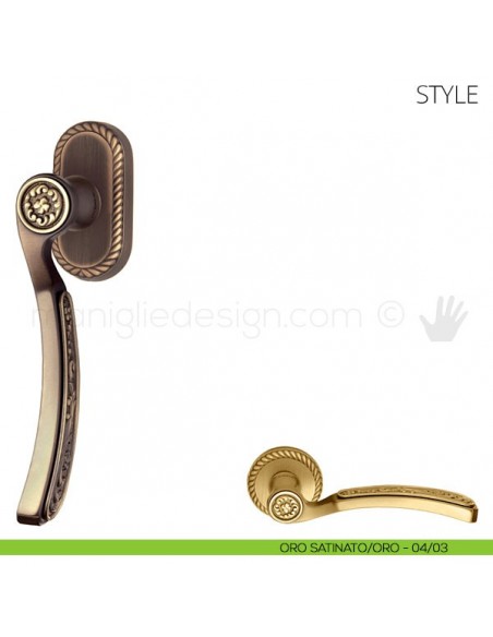 Maniglia per finestra martellina DK Style Mandelli oro satinato-oro