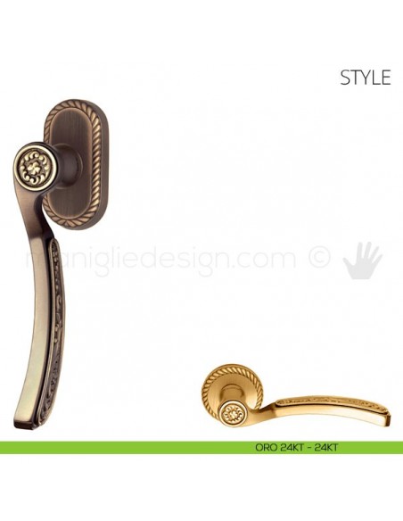 Maniglia per finestra martellina DK Style Mandelli oro 24KT