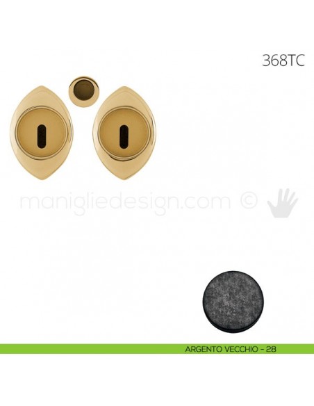 Maniglia per porta scorrevole Clip Mandelli 368T con chiave senza serratura argento vecchio