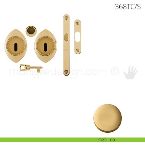 Maniglia per porta scorrevole Clip Mandelli 368T con chiave e serratura oro