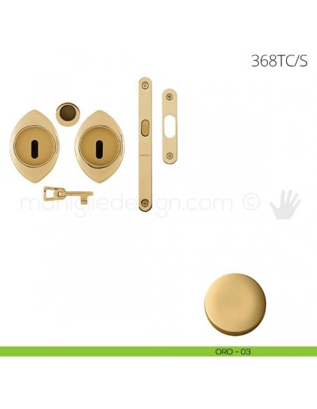 Maniglia per porta scorrevole Clip Mandelli 368T con chiave e serratura oro