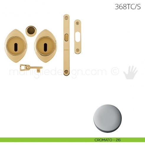 Maniglia per porta scorrevole Clip Mandelli 368T con chiave e serratura cromato