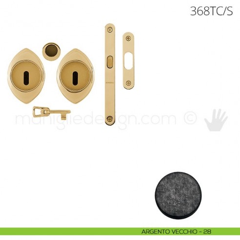 Maniglia per porta scorrevole Clip Mandelli 368T con chiave e serratura argento vecchio