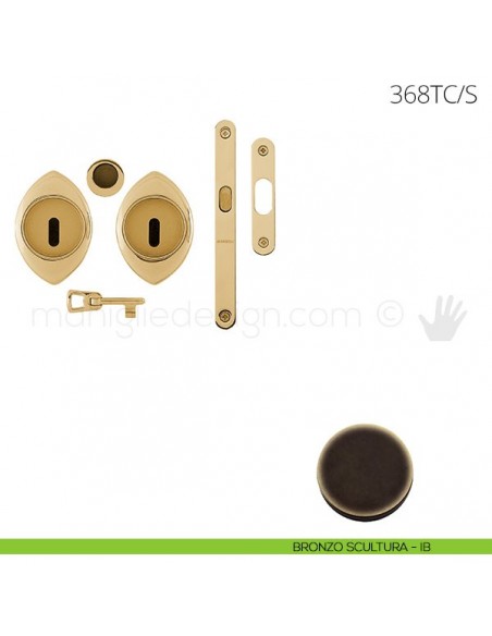 Maniglia per porta scorrevole Clip Mandelli 368T con chiave e serratura bronzo scultura