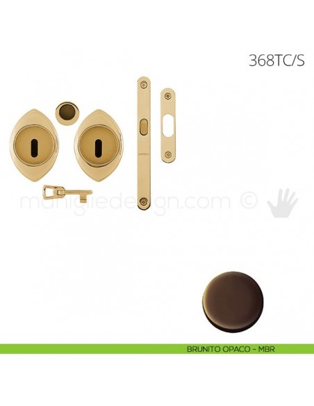 Maniglia per porta scorrevole Clip Mandelli 368T con chiave e serratura brunito opaco