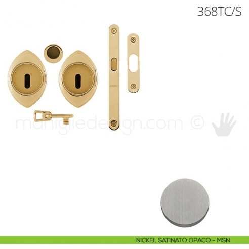 Maniglia per porta scorrevole Clip Mandelli 368T con chiave e serratura nickel satinato opaco