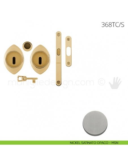 Maniglia per porta scorrevole Clip Mandelli 368T con chiave e serratura nickel satinato opaco