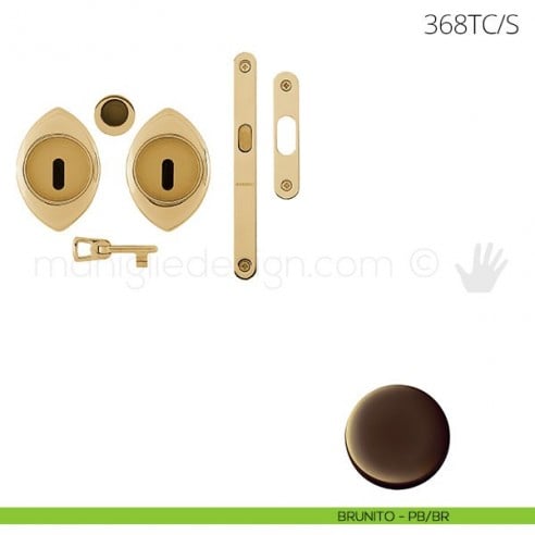 Maniglia per porta scorrevole Clip Mandelli 368T con chiave e serratura brunito