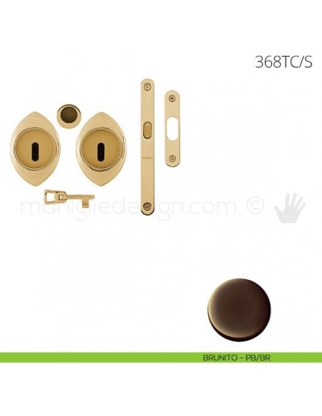 Maniglia per porta scorrevole Clip Mandelli 368T con chiave e serratura brunito