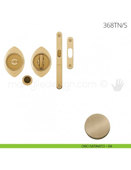 Maniglia per porta scorrevole Clip Mandelli 368T nottolino e serratura oro satinato